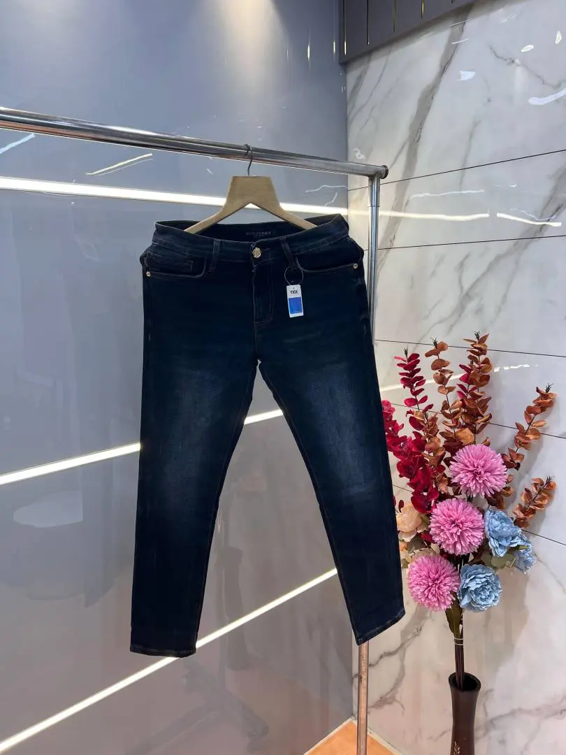 Burberry Blue Shade Imported Lycra Slim Fit Ankle Lenght Denim with Embroidered Logo 3011 - Image 2