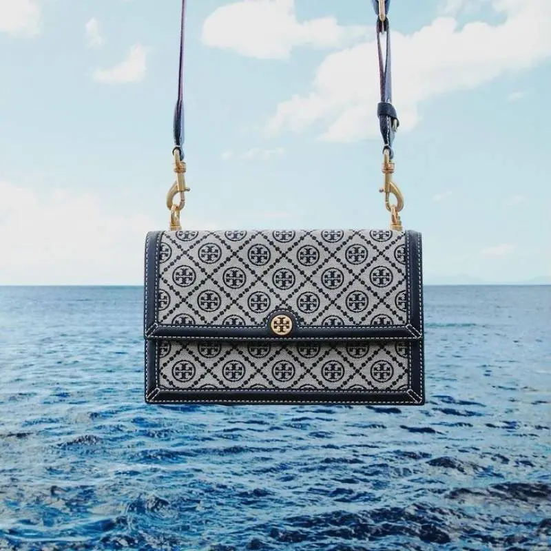 Tori Burch T Monogram Jacquard Crossbody Bag With 2 LongBelt OriginalPacking