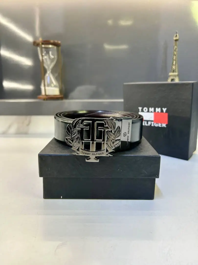 Tommy Hilfigar Glossy Black Premium Quality Belt Fa 845 - Image 2