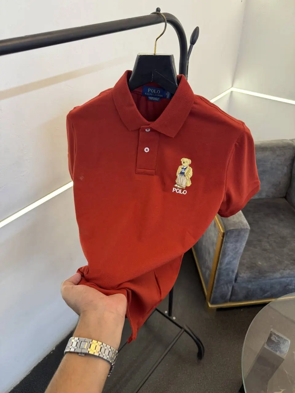 Ralph lauren imported embroidery sale logo polo tshirt rust - Image 2