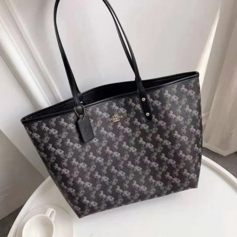 Coach Signature City Tote Bag With OG Box & Dust Bag (Printed Black-844) - Image 5
