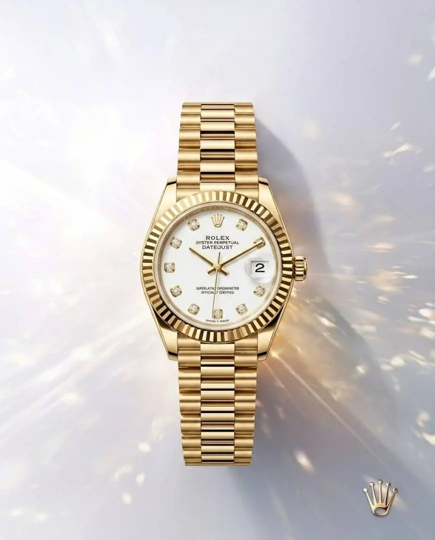 Rolex Oyester Perpetual Date Just Ladies Gold-White