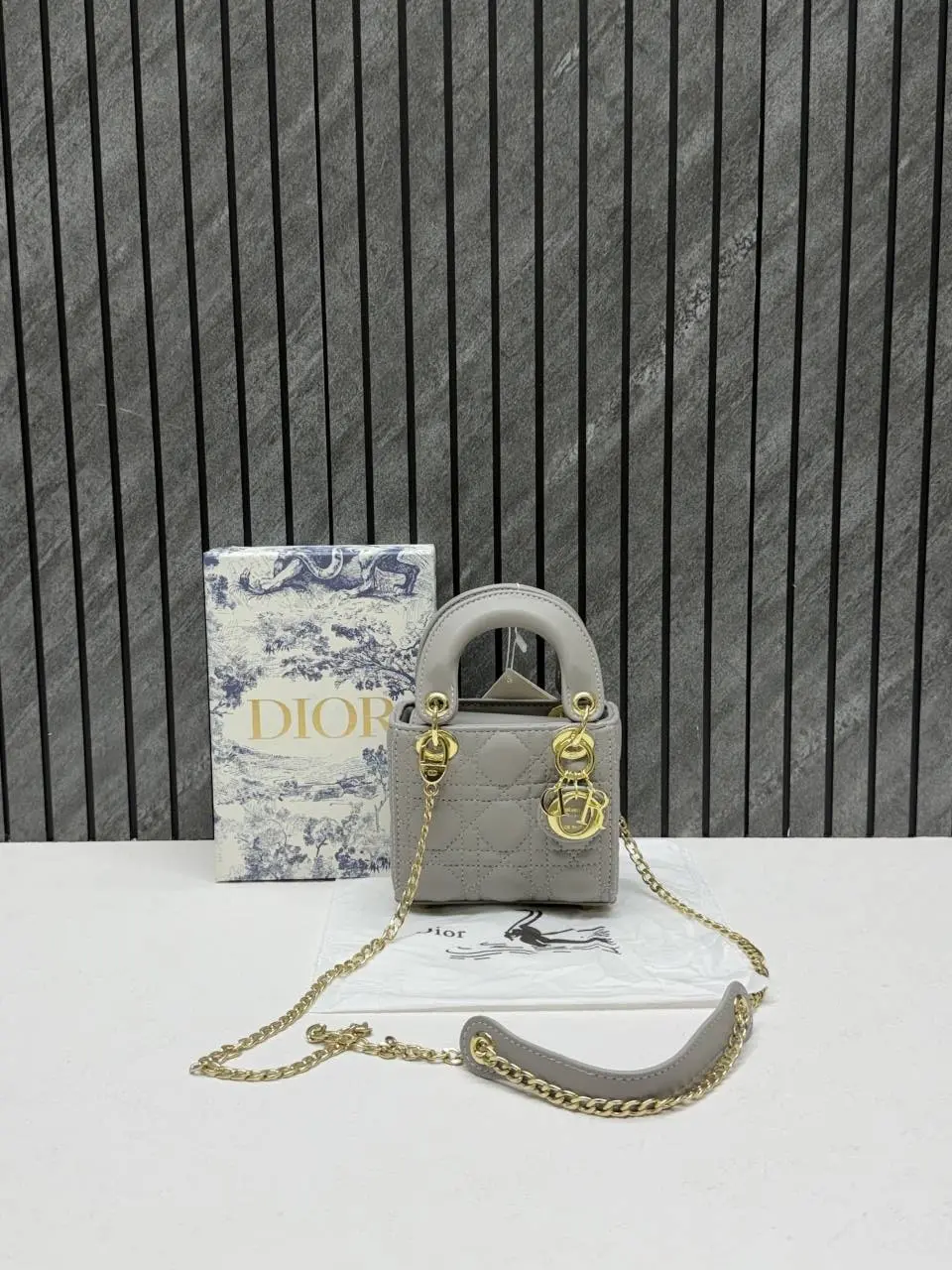Dior 662 Lady Dioor Nano Gray With Original Box Packing - Image 5
