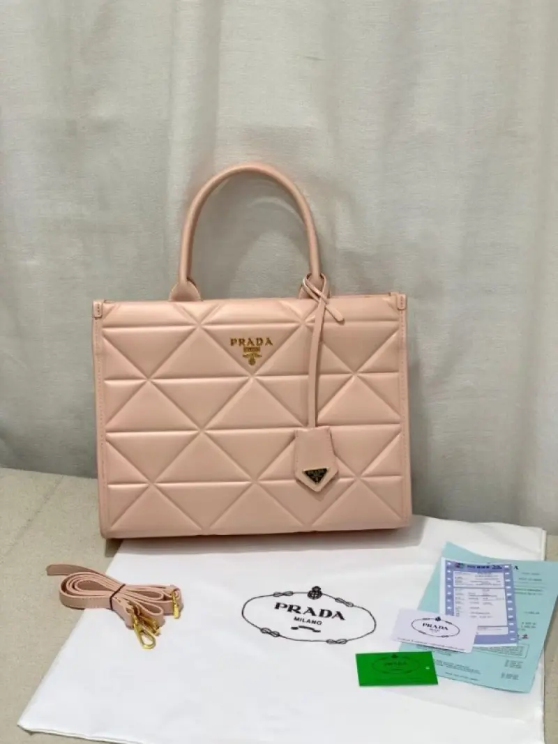 Prada Leather Symbole Tote Bag With OG Box & Dust Bag (Pink-894) - Image 2