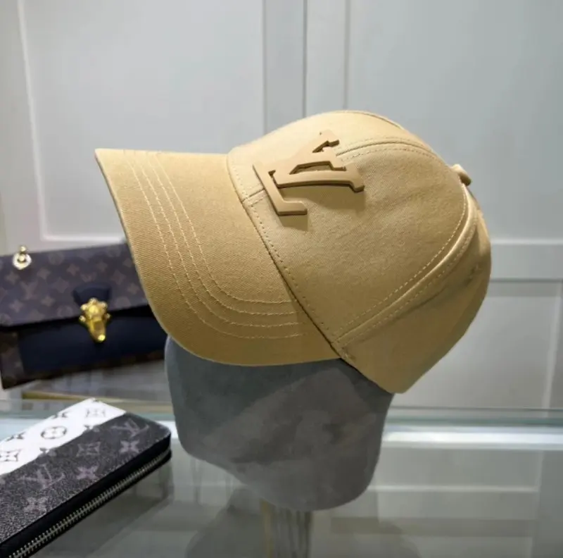 Louis Vuitton Front Logo Embossed Premium Unisex Cap (With Safety Box) (Beige) - Image 4