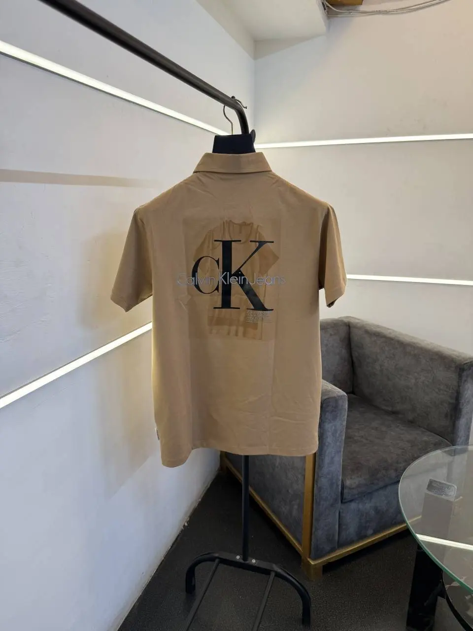 Calvin kline brown front and back print turkish imported polo Tshirt - Image 3