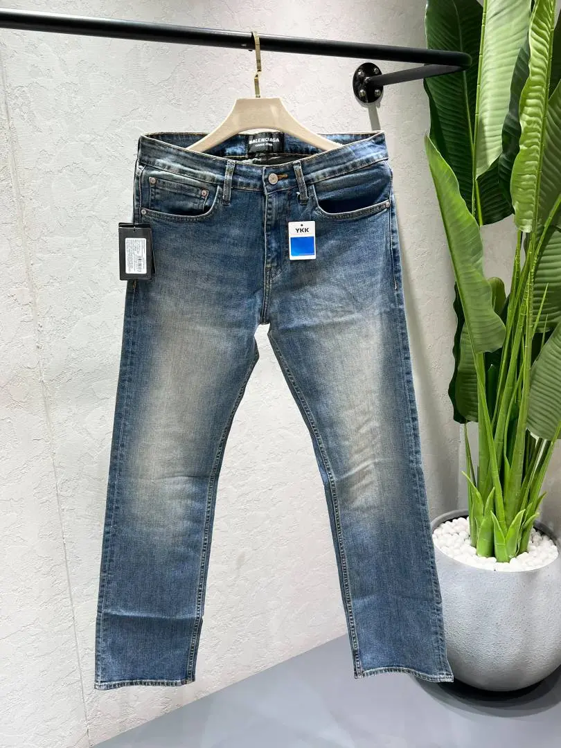 Balenciaga Light Shade Straight fit Premium Imported Fabric Denim with Back Pocket Emboss Logo 4589 - Image 2