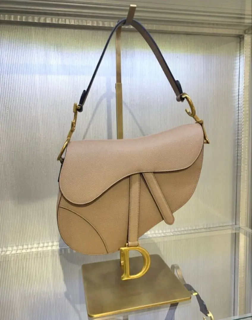Dior CB Saddle With OriginalBox CarryBag Khakhi Leather