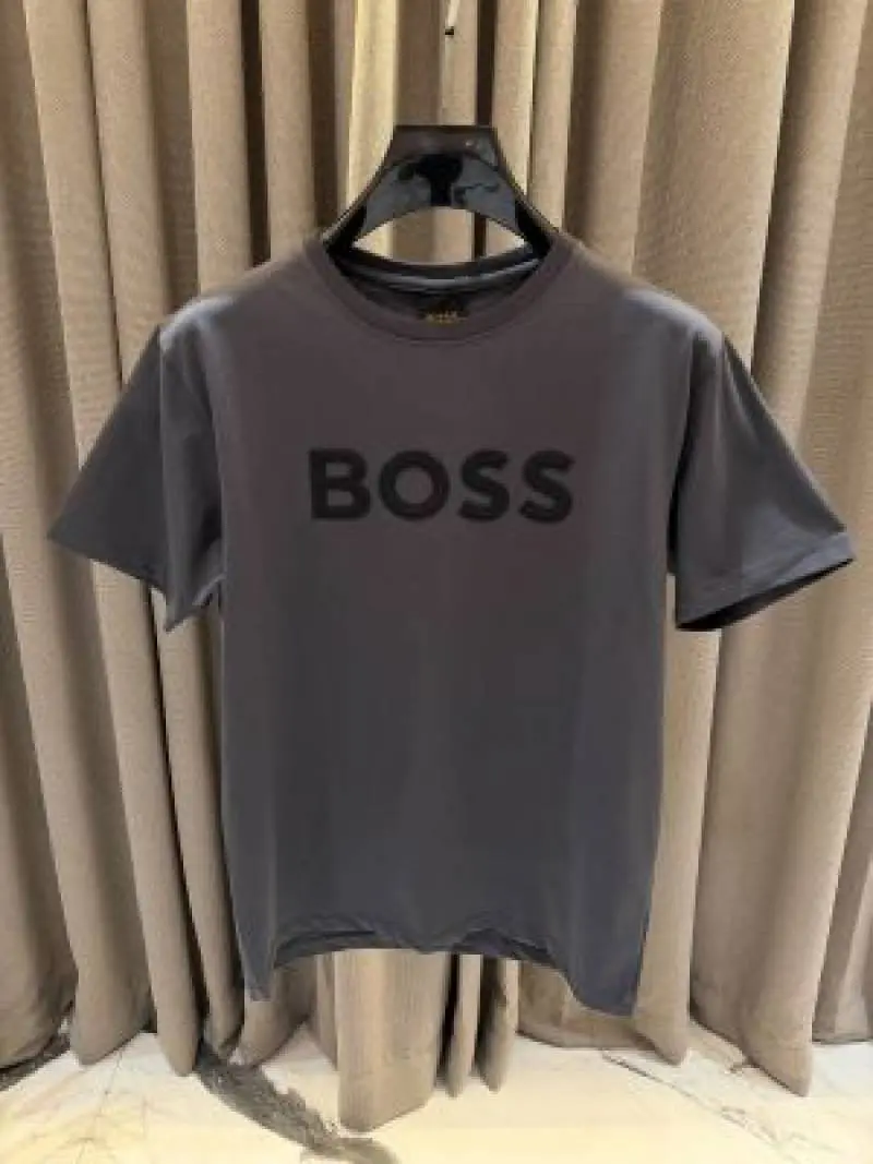 Boss Middle Brand Logo Round Neck T-shirt Stone Grey