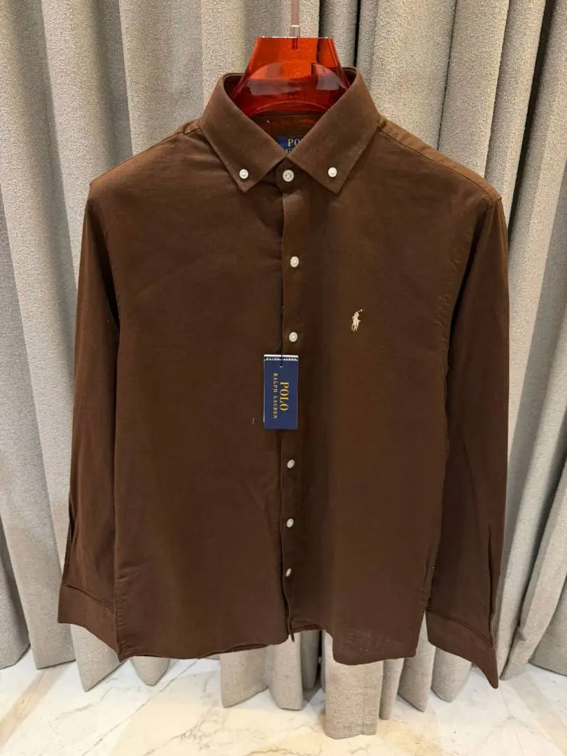 Ralph Lauren Chest Logo Full Sleeves Shirt Brown