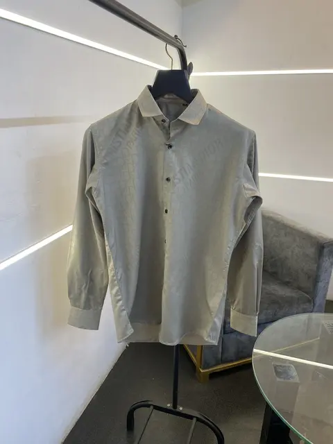 Christian diyor laser cut monogram print imported shirt with proper box packing beige