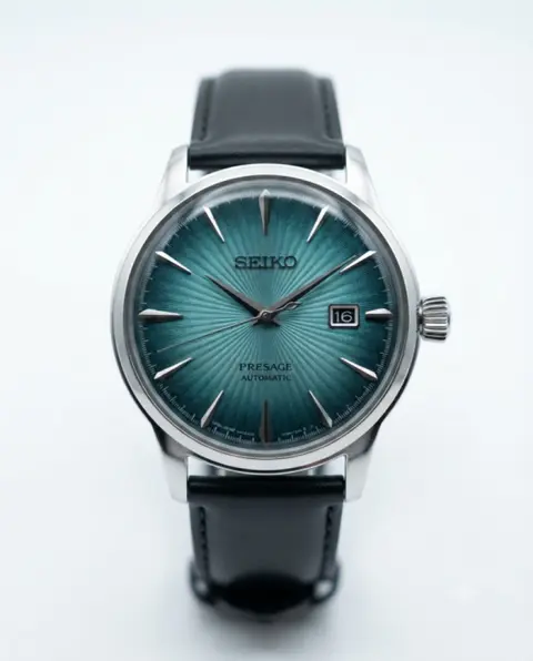 Seiko Presage Automatic Leather Silver sky Blue Dial