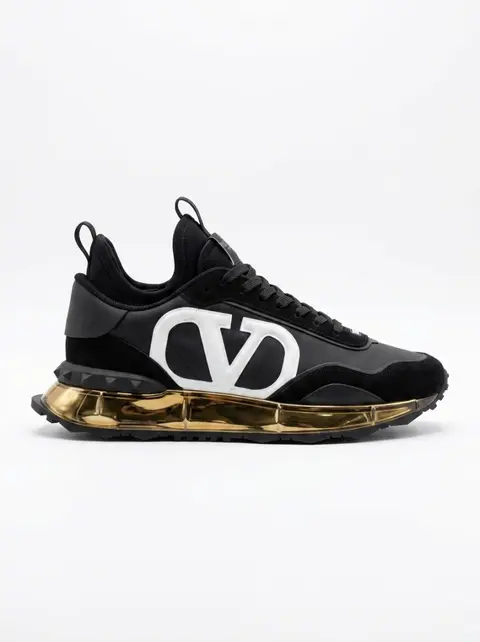 Valentino GARAVANI BLACK SUEDE METALLIC GOLD