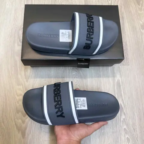 Burberry Embossed Logo Premium Grey Slides