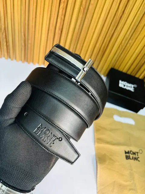 01 MONT BLANC SILVER PREMIUM QUALITY REVERSIBLE BELT WITH BOX