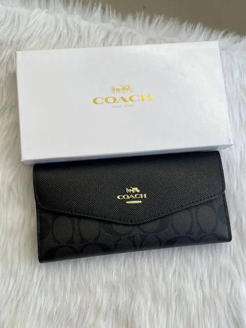 Coach 65 Black 3 Fold Wallet With OriginalBox