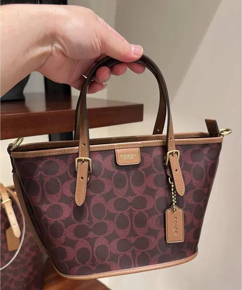 Coach Taxi 21 Wine Brown SmallTote With OriginalBox DustCover