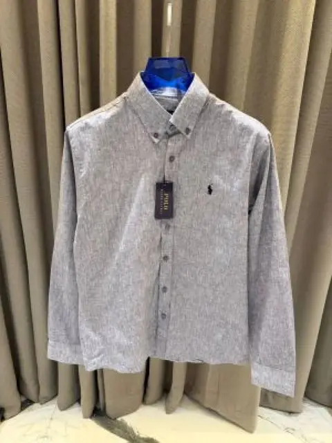 Ralph Lauren Chest Logo Full Sleeves Shirt Shaded Grey