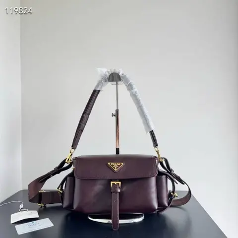 Prada CB Wine Explore Leather Shoulder Bag With Original DustCover & CarryBag