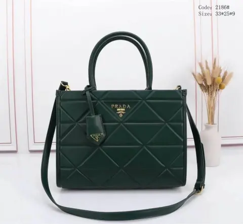 Prada Leather Symbole Large Tote Bag With Dust Bag (Green-223)