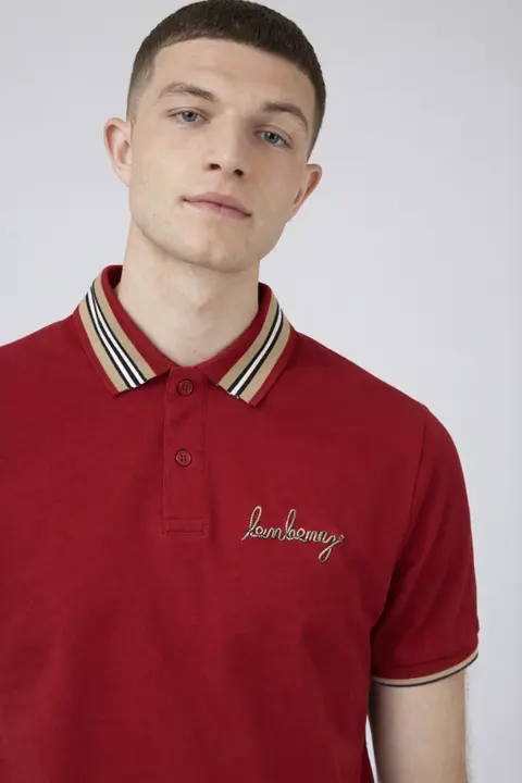 Burberry Chest Logo Polo T-shirt Maroon