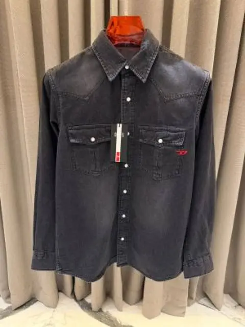 Diesel Denim Shirts Charcoal Grey