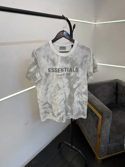Essentials laser print imported round neck tshirt white