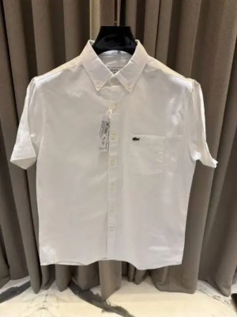 Lacoste Chest Logo Half Sleeves Shirt White