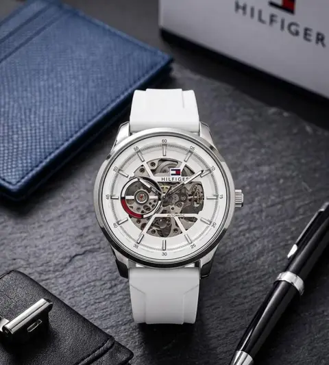 Tommy Hilfige r Automatic Silicon White Silver White
