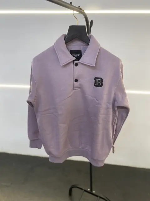 collared sweatshirt with metal badge lavender sale