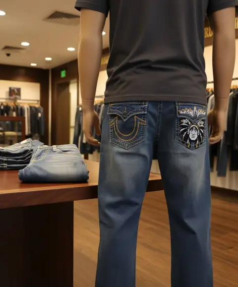 True Religio n Light Shade Premium Imported Stretchable Lycra Fabric Boot Cut Denim with Back Flap pocket Design 3349