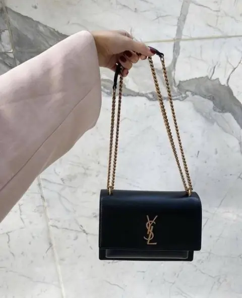 Ysl Sunset Black 2503 Shoulder Bag With OriginalBox & DustCover