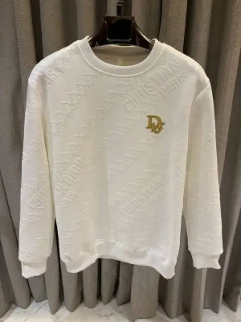 Christian Dio Chest Logo Full Monogram Sweatshirt White