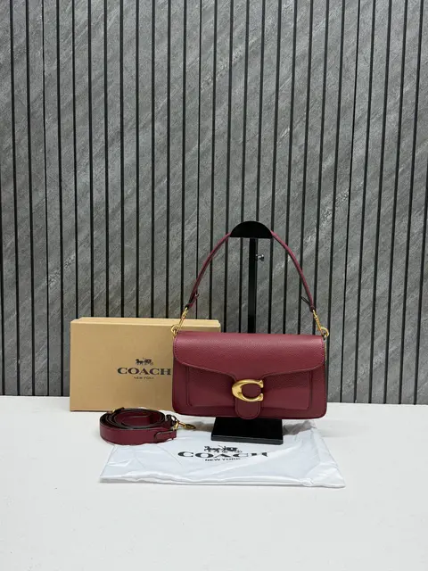 Coach Tabby 26 Wine Shoulder Crossbody Bag With Original Box 2 Belt (Short Long)
