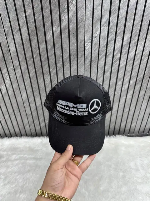Mercedes Benz Amg Black Front Logo Premium Unisex Trucker Hat