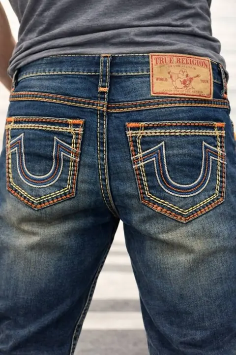 True Religio n Green Shade Straight fit Premium Imported Stretchable Lycra Fabric Denim with Back Embroidered Design 3693