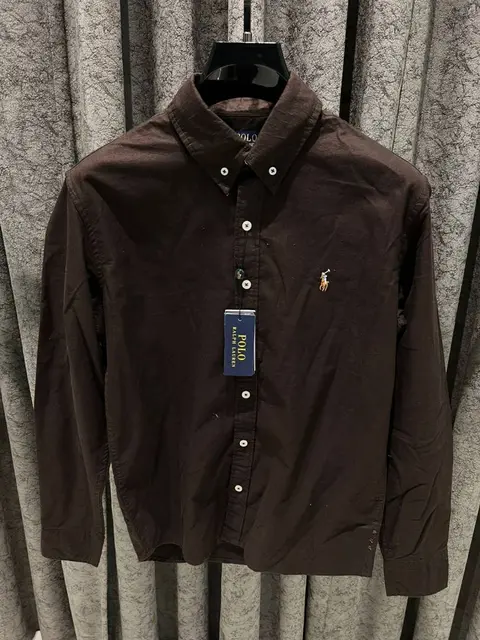 l-auren p-olo imported store article shirt dark brown