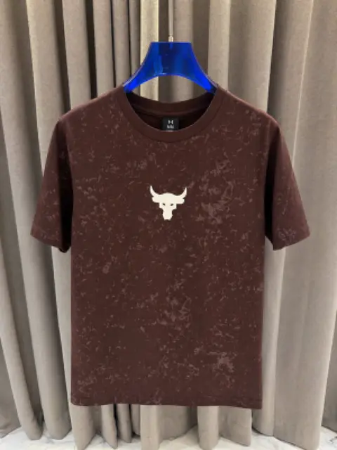 Under Armor Middle Brand Logo Round Neck T-shirt Brown