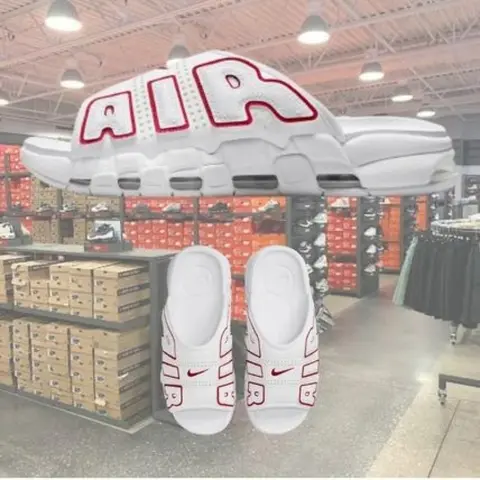 .Nikkee air uptempo slide white red