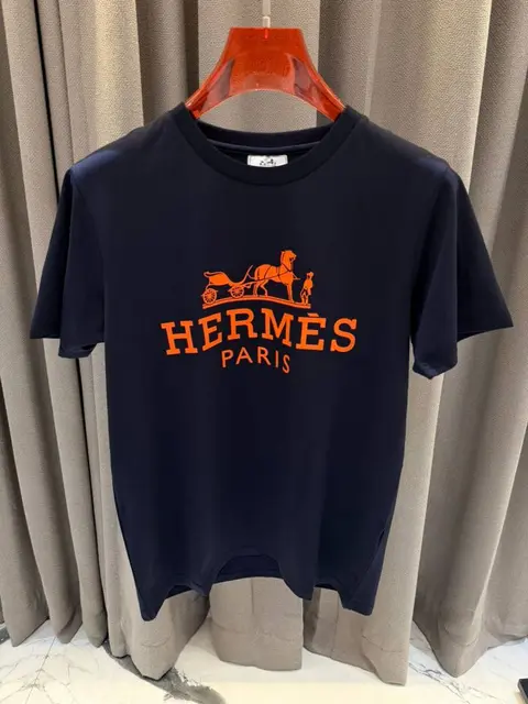 Hermes Middle Brand Print Round Neck T-shirt