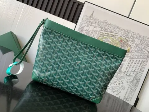 Goyard Green Conti Unisex Pouch With DustCover