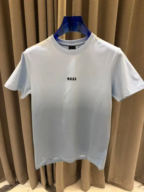 Boss Middle Brand Logo Round Neck T-shirt Sky