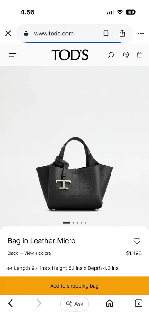 Todds Micro Leather Handbag With Originalbox & DustCover