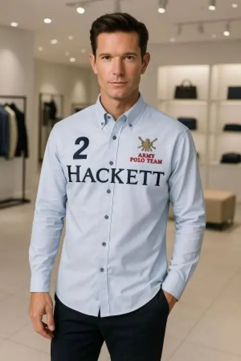 Hackett IMPORTED MIDDLE PATCH SHIRT SKY BLUE