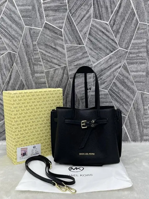 Michael Kors Emilia Plain Black Handbag Medium With OriginalBox Premium