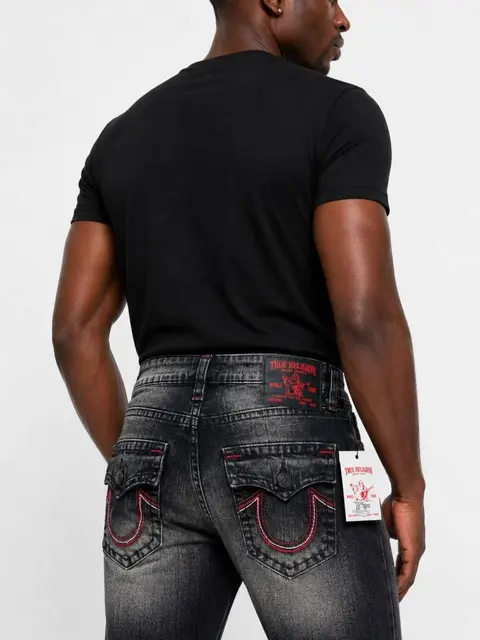 True Religion Light Shade Straight Fit Premium Imported Fabric Denim with Back Flap pockets and Embroidered work 4209
