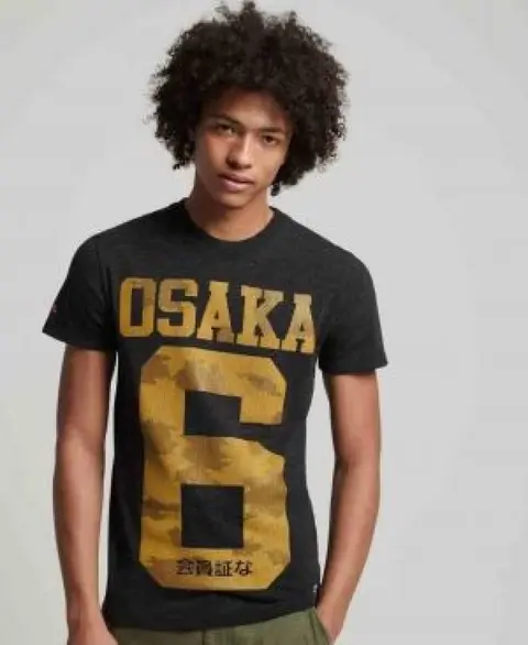 Super Dry Round Neck T-shirt Stone Black