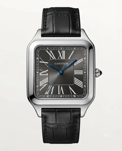 Cartier Santos Dumont Square Silver Black Dial