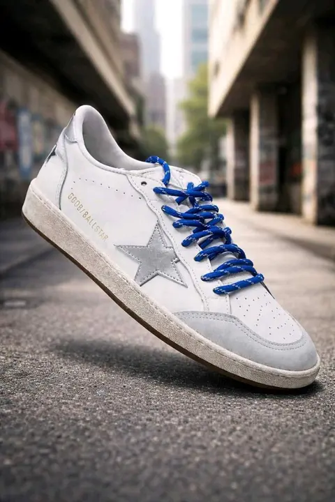 Golden Goose Ball Star White Silver Blue Sneaker