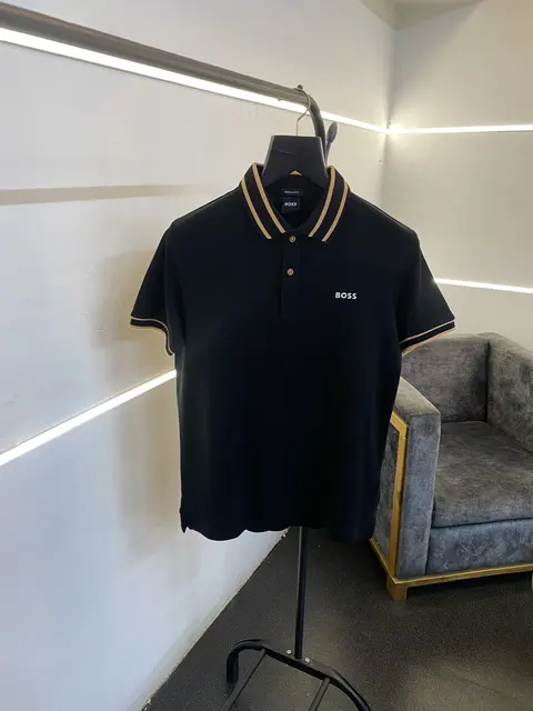 Hugo bos imported polo tshirt black rose gold